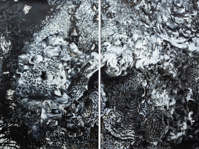 Polar Nights I, Detail: Panels 2-4/ 6, Ink & gouache on paper, 2014