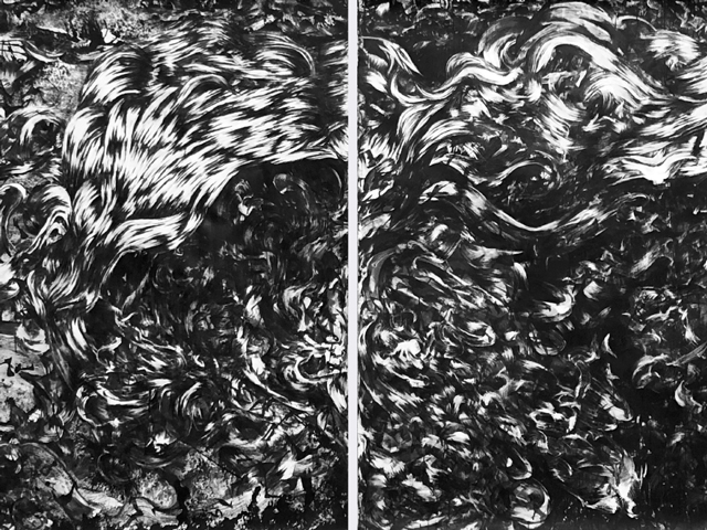 Vortex II, Ink & gouache on paper, 75 x 208 inches, 2018